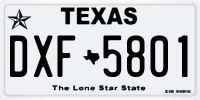 TX license plate DXF5801