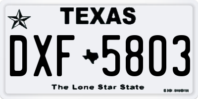 TX license plate DXF5803