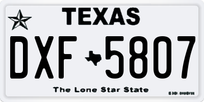 TX license plate DXF5807