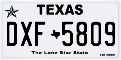 TX license plate DXF5809