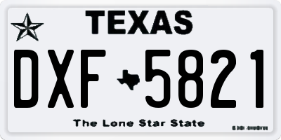 TX license plate DXF5821