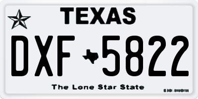 TX license plate DXF5822