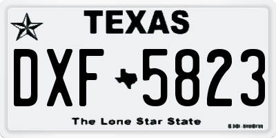 TX license plate DXF5823