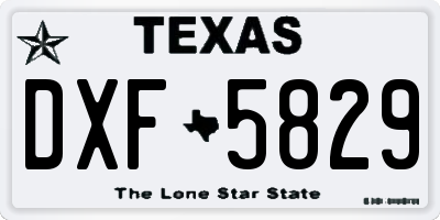 TX license plate DXF5829