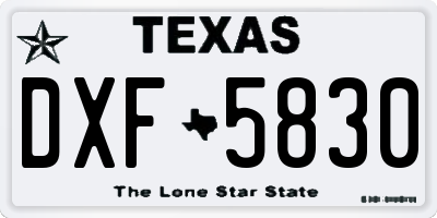 TX license plate DXF5830