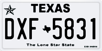 TX license plate DXF5831