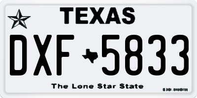 TX license plate DXF5833
