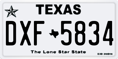 TX license plate DXF5834
