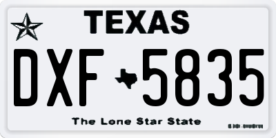 TX license plate DXF5835