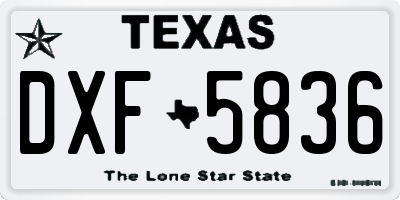 TX license plate DXF5836