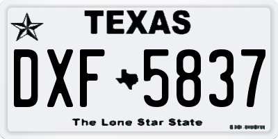 TX license plate DXF5837
