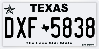 TX license plate DXF5838