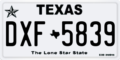 TX license plate DXF5839