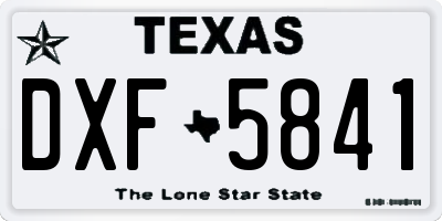 TX license plate DXF5841