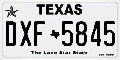 TX license plate DXF5845