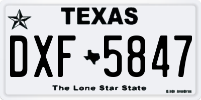 TX license plate DXF5847