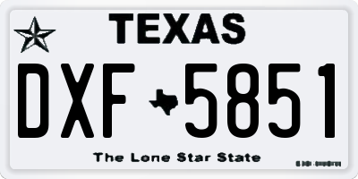 TX license plate DXF5851