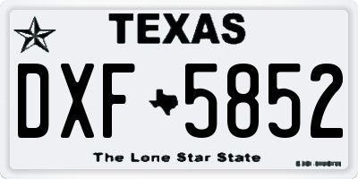 TX license plate DXF5852