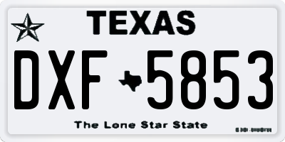 TX license plate DXF5853