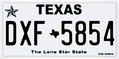 TX license plate DXF5854