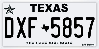TX license plate DXF5857