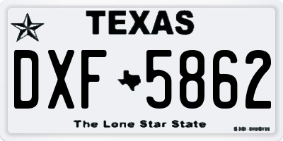 TX license plate DXF5862