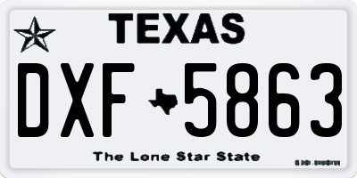 TX license plate DXF5863