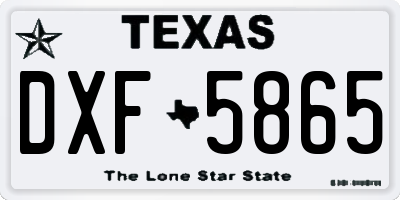 TX license plate DXF5865