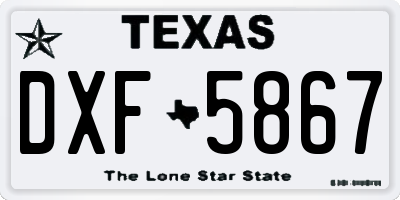 TX license plate DXF5867
