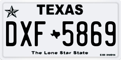 TX license plate DXF5869