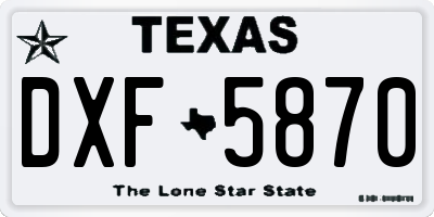 TX license plate DXF5870