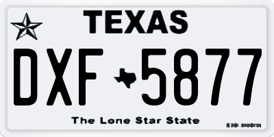 TX license plate DXF5877