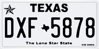 TX license plate DXF5878