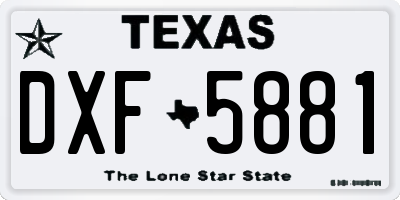 TX license plate DXF5881
