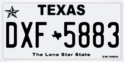 TX license plate DXF5883
