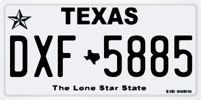 TX license plate DXF5885