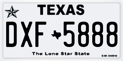 TX license plate DXF5888