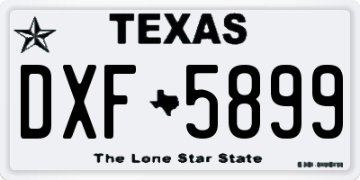 TX license plate DXF5899