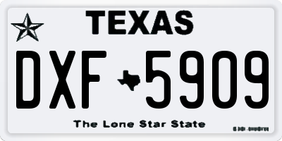 TX license plate DXF5909