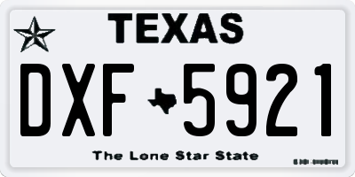 TX license plate DXF5921