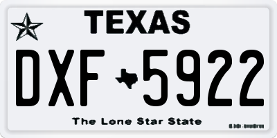 TX license plate DXF5922