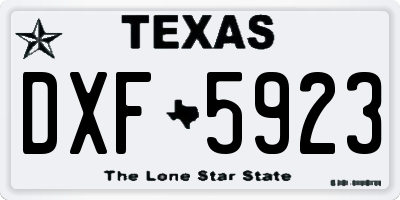 TX license plate DXF5923