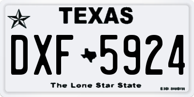 TX license plate DXF5924