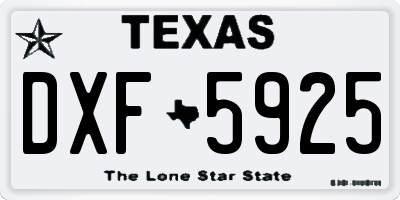 TX license plate DXF5925