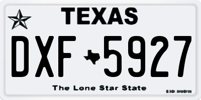 TX license plate DXF5927