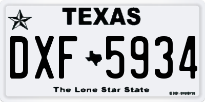 TX license plate DXF5934