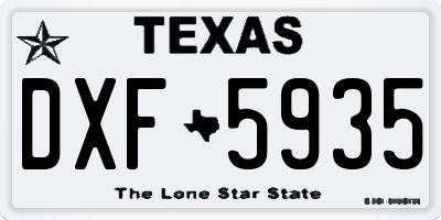 TX license plate DXF5935