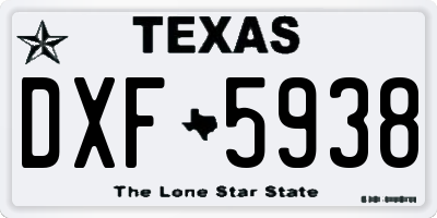 TX license plate DXF5938
