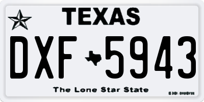 TX license plate DXF5943