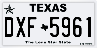 TX license plate DXF5961